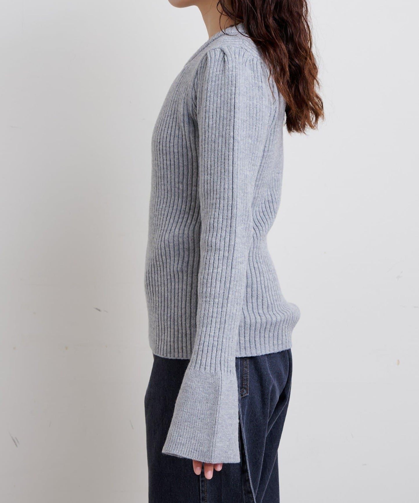 W喇叭袖羅紋針織衫