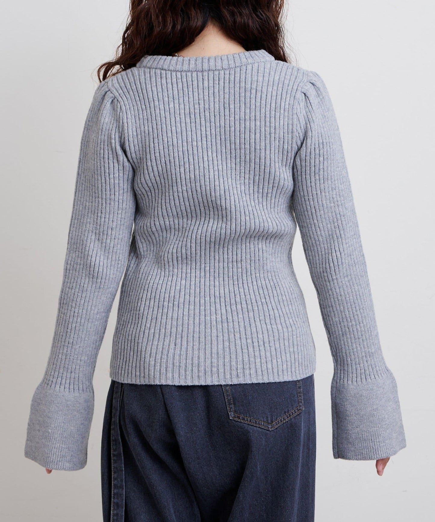 W喇叭袖羅紋針織衫