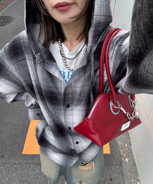 連帽拼色格子襯衫 / 衛衣