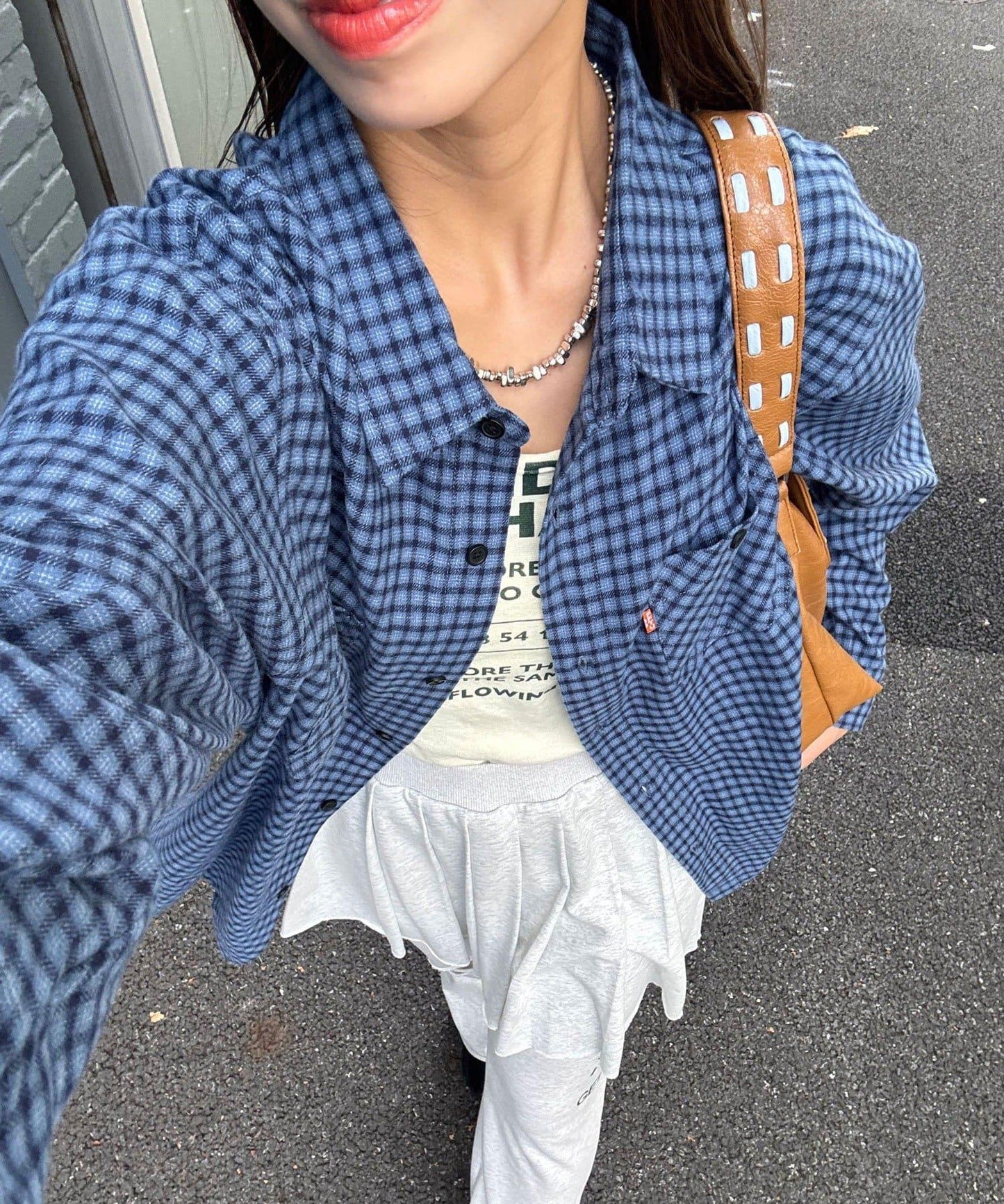 拼色格紋襯衫