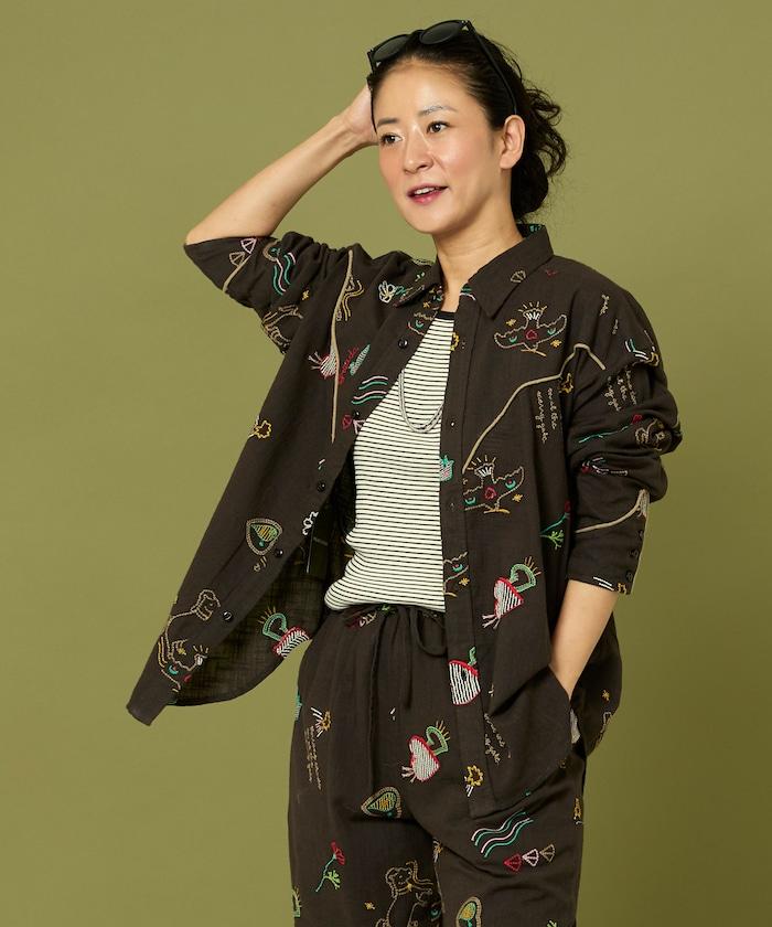 圖案刺繡花紋襯衫