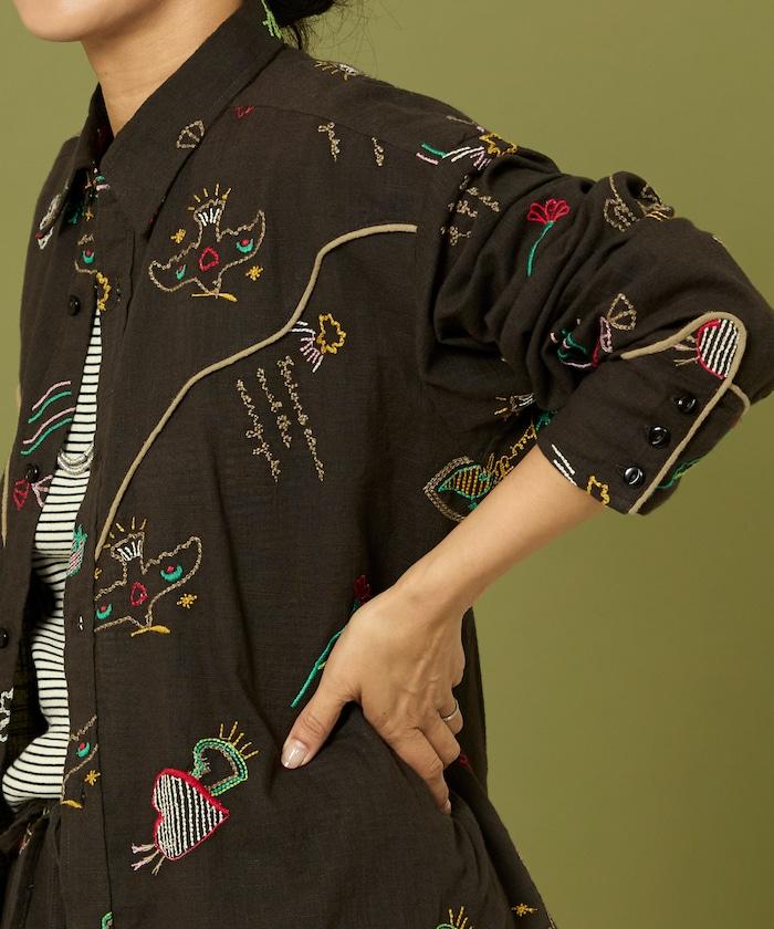 圖案刺繡花紋襯衫