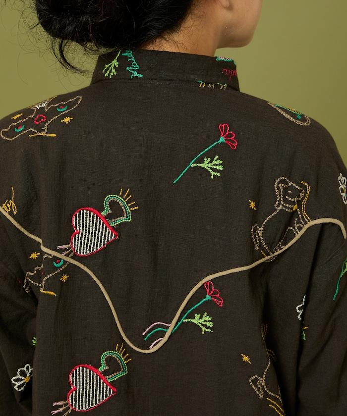 圖案刺繡花紋襯衫