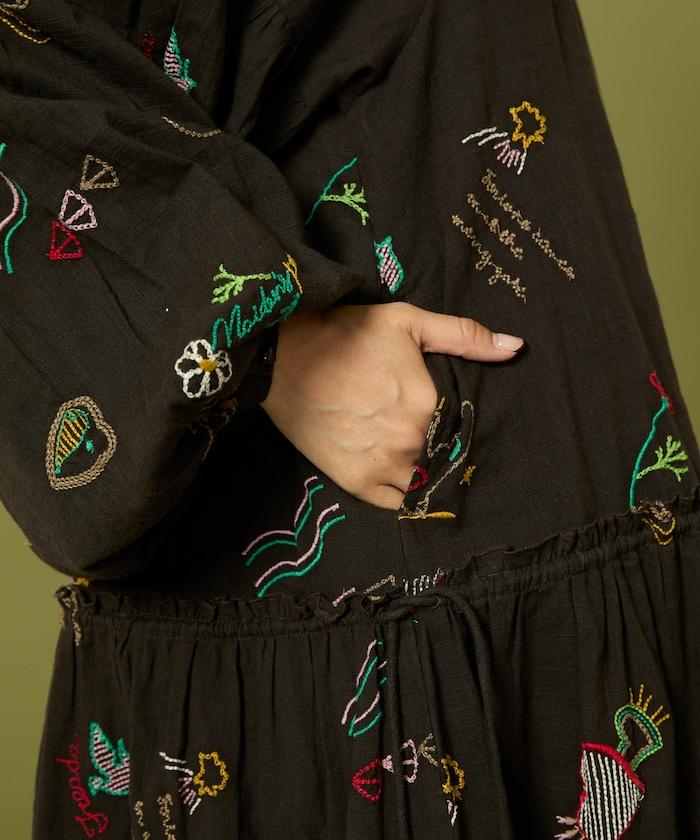 圖案刺繡連衣裙