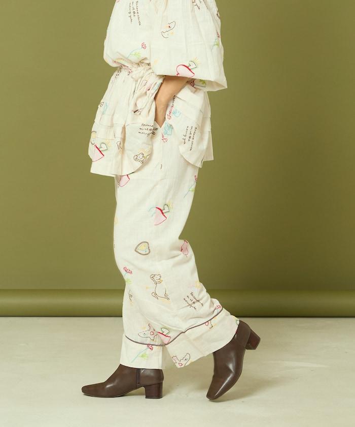 圖案刺繡花紋長褲