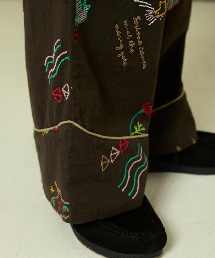 圖案刺繡花紋長褲