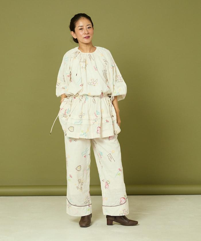 圖案刺繡花紋長褲