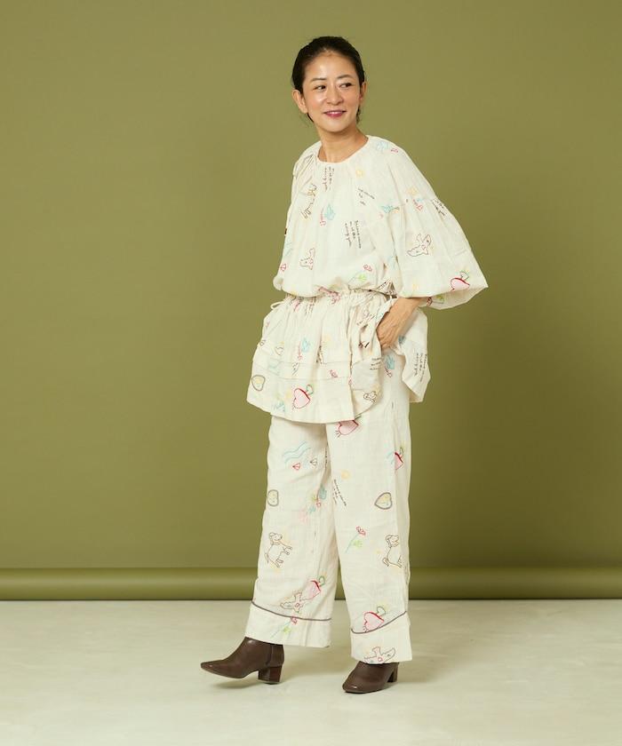 圖案刺繡花紋長褲