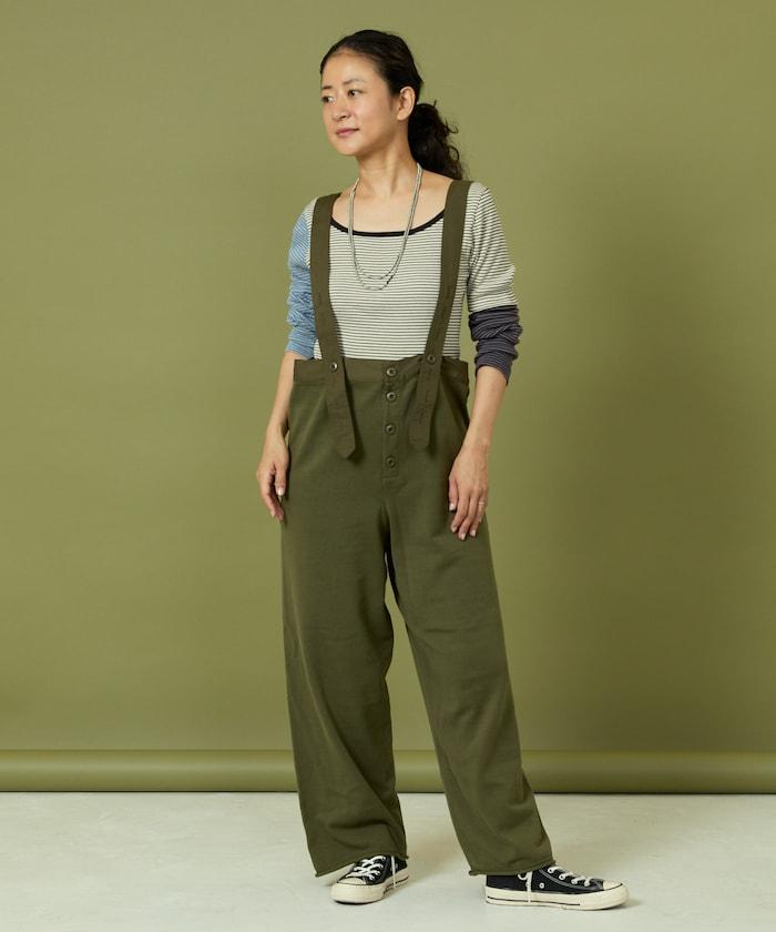針織軍風揹帶褲