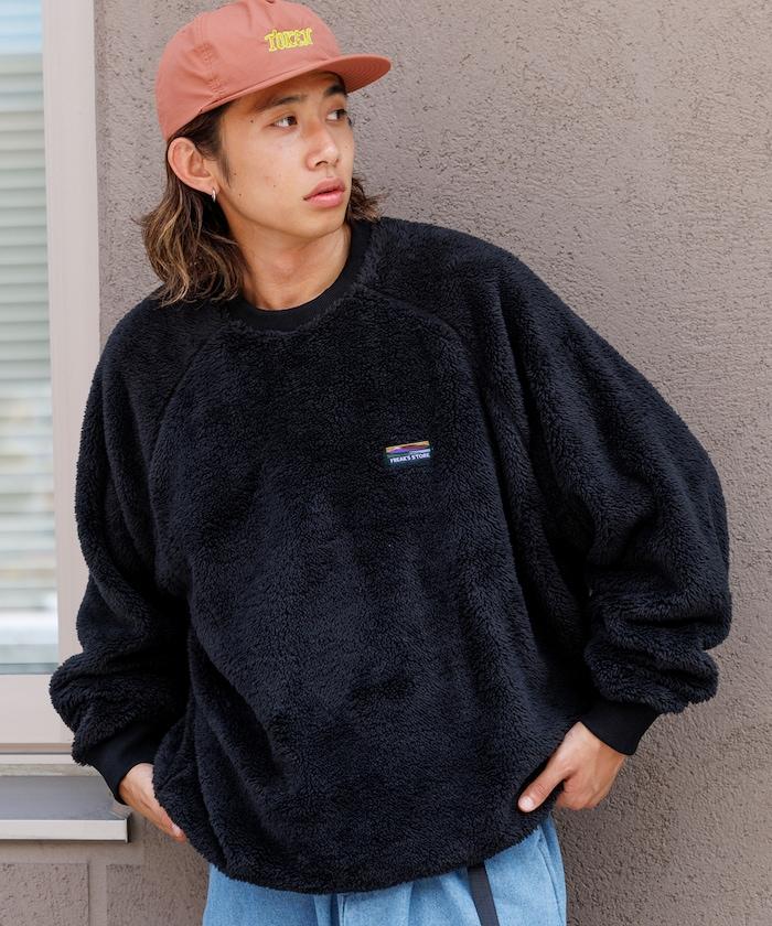 寬鬆版型插肩袖長絨抓絨套頭衫