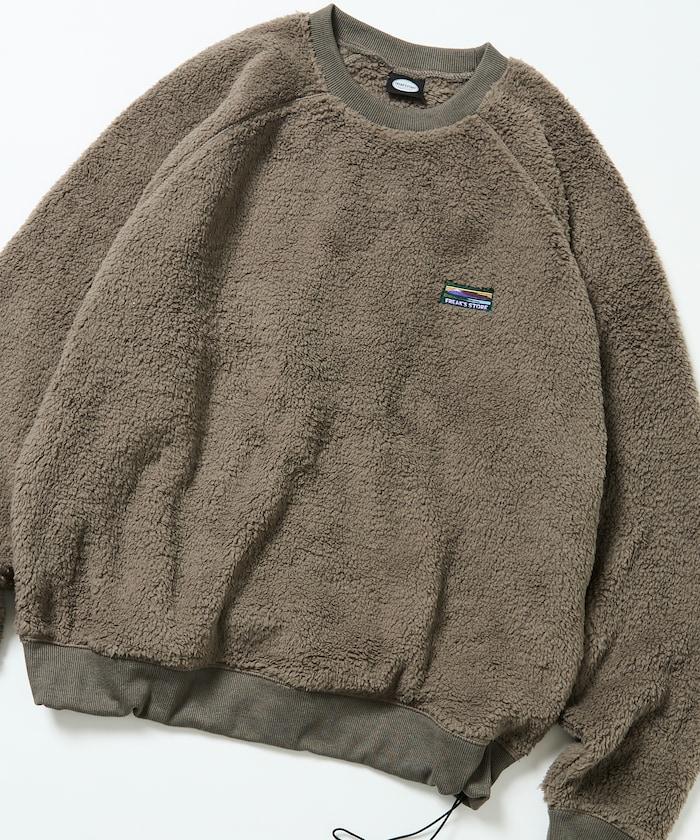 寬鬆版型插肩袖長絨抓絨套頭衫