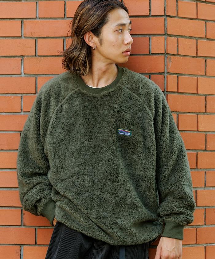 寬鬆版型插肩袖長絨抓絨套頭衫