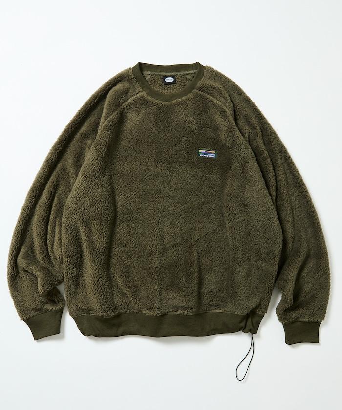 寬鬆版型插肩袖長絨抓絨套頭衫