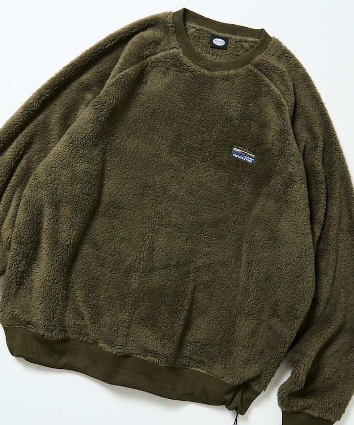 寬鬆版型插肩袖長絨抓絨套頭衫