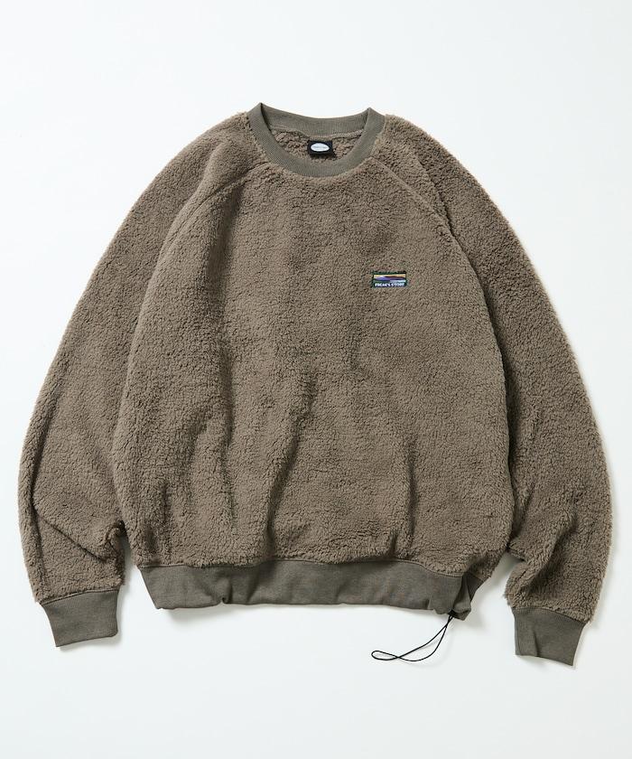 寬鬆版型插肩袖長絨抓絨套頭衫