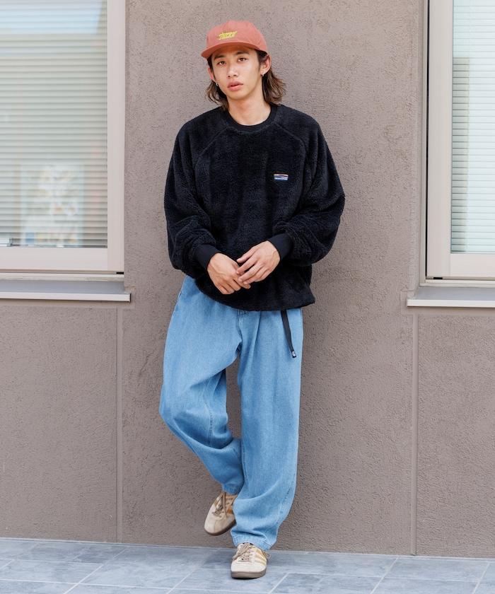 寬鬆版型插肩袖長絨抓絨套頭衫