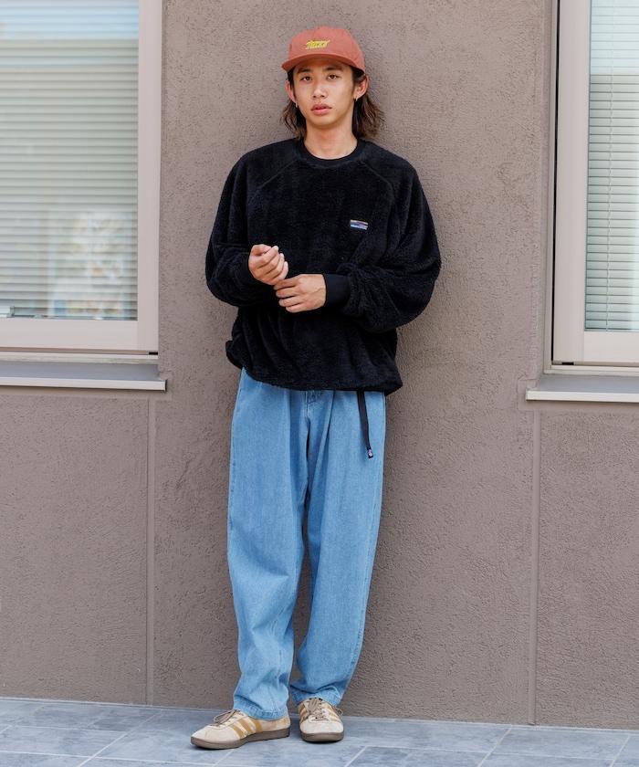 寬鬆版型插肩袖長絨抓絨套頭衫