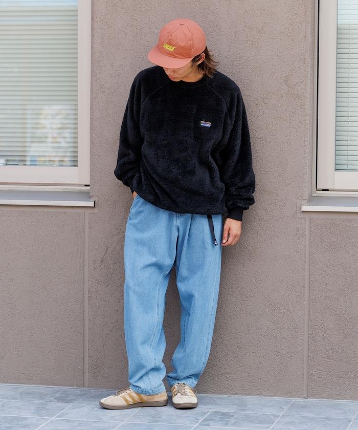 寬鬆版型插肩袖長絨抓絨套頭衫