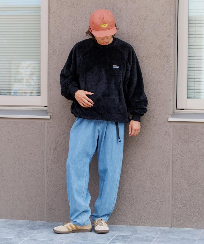 寬鬆版型插肩袖長絨抓絨套頭衫