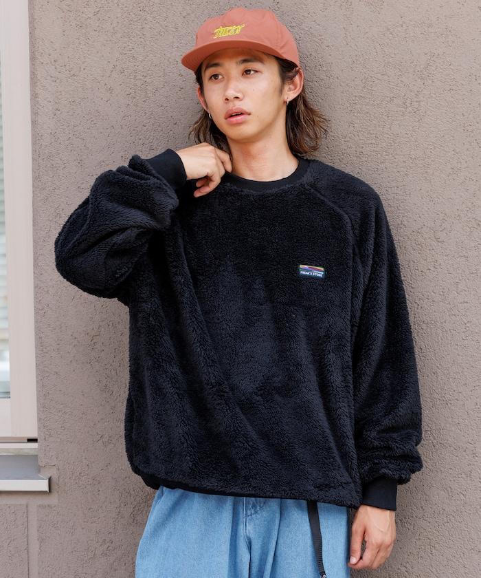 寬鬆版型插肩袖長絨抓絨套頭衫