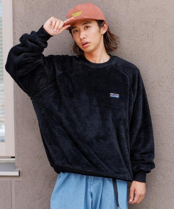 寬鬆版型插肩袖長絨抓絨套頭衫