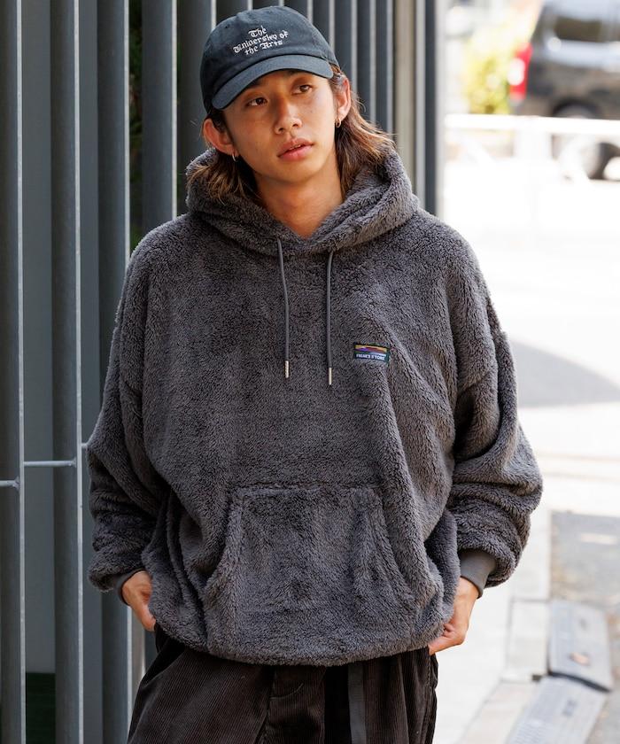 寬鬆版型長絨抓絨套頭連帽衛衣