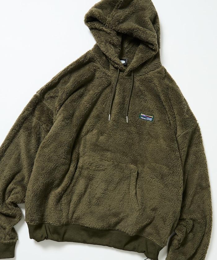 寬鬆版型長絨抓絨套頭連帽衛衣