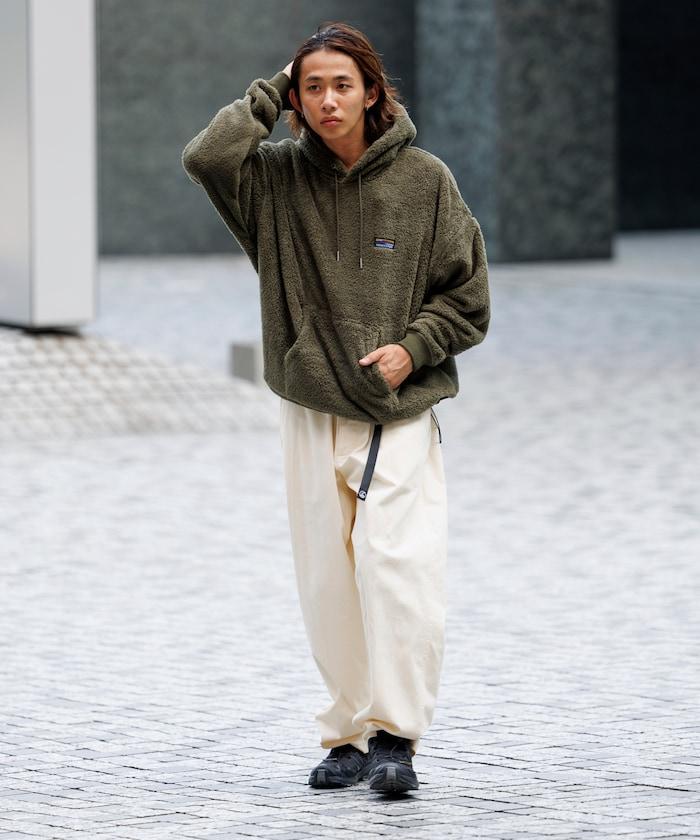 寬鬆版型長絨抓絨套頭連帽衛衣