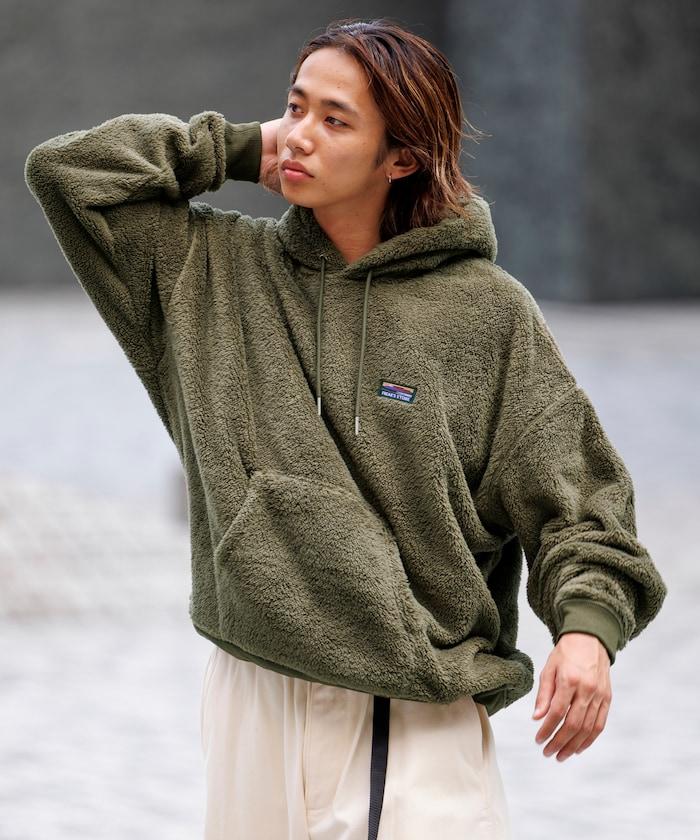 寬鬆版型長絨抓絨套頭連帽衛衣