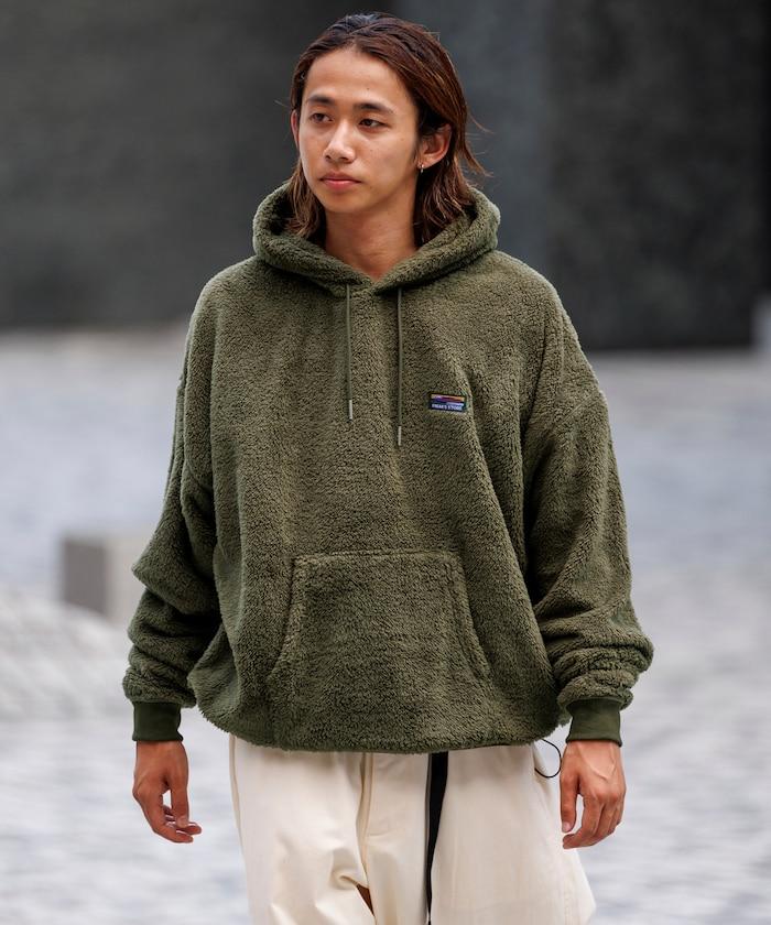 寬鬆版型長絨抓絨套頭連帽衛衣