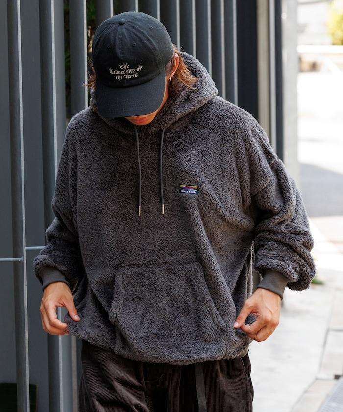 寬鬆版型長絨抓絨套頭連帽衛衣