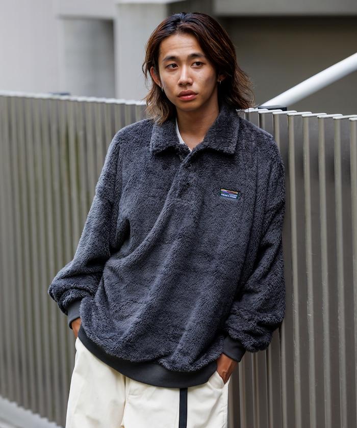 寬鬆版型 POLO領 長絨絨面料 套頭衫