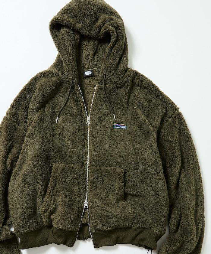 寬鬆版型 單點裝飾 長絨絨面拉鍊連帽衫