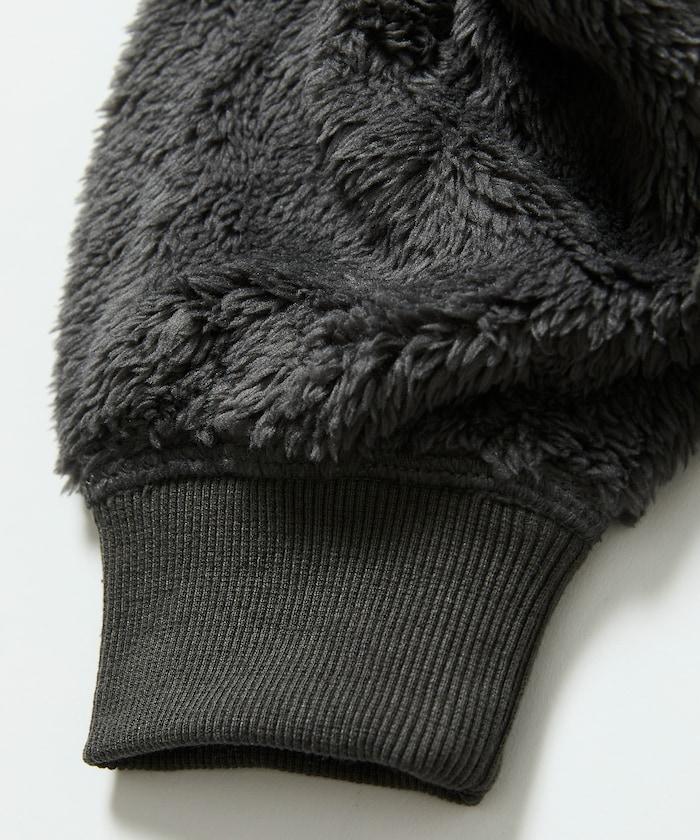 寬鬆版型 單點裝飾 長絨絨面拉鍊連帽衫