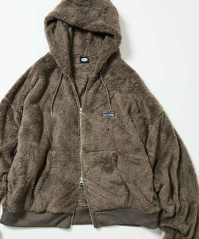 寬鬆版型 單點裝飾 長絨絨面拉鍊連帽衫