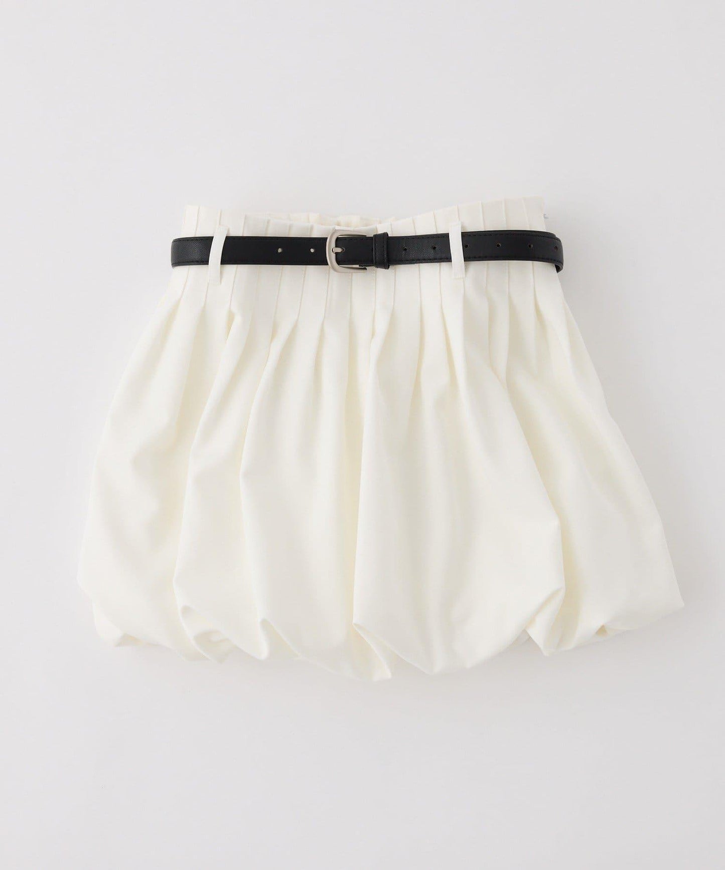 帶腰帶百褶泡泡迷你裙