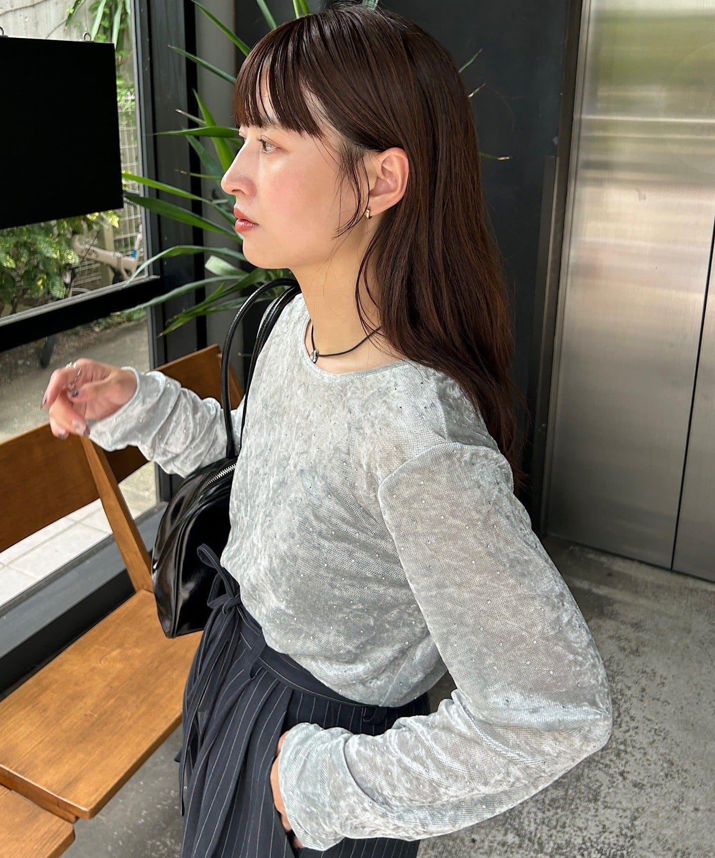 【2025AW目錄/四色可選】鉚釘天鵝絨套頭衫