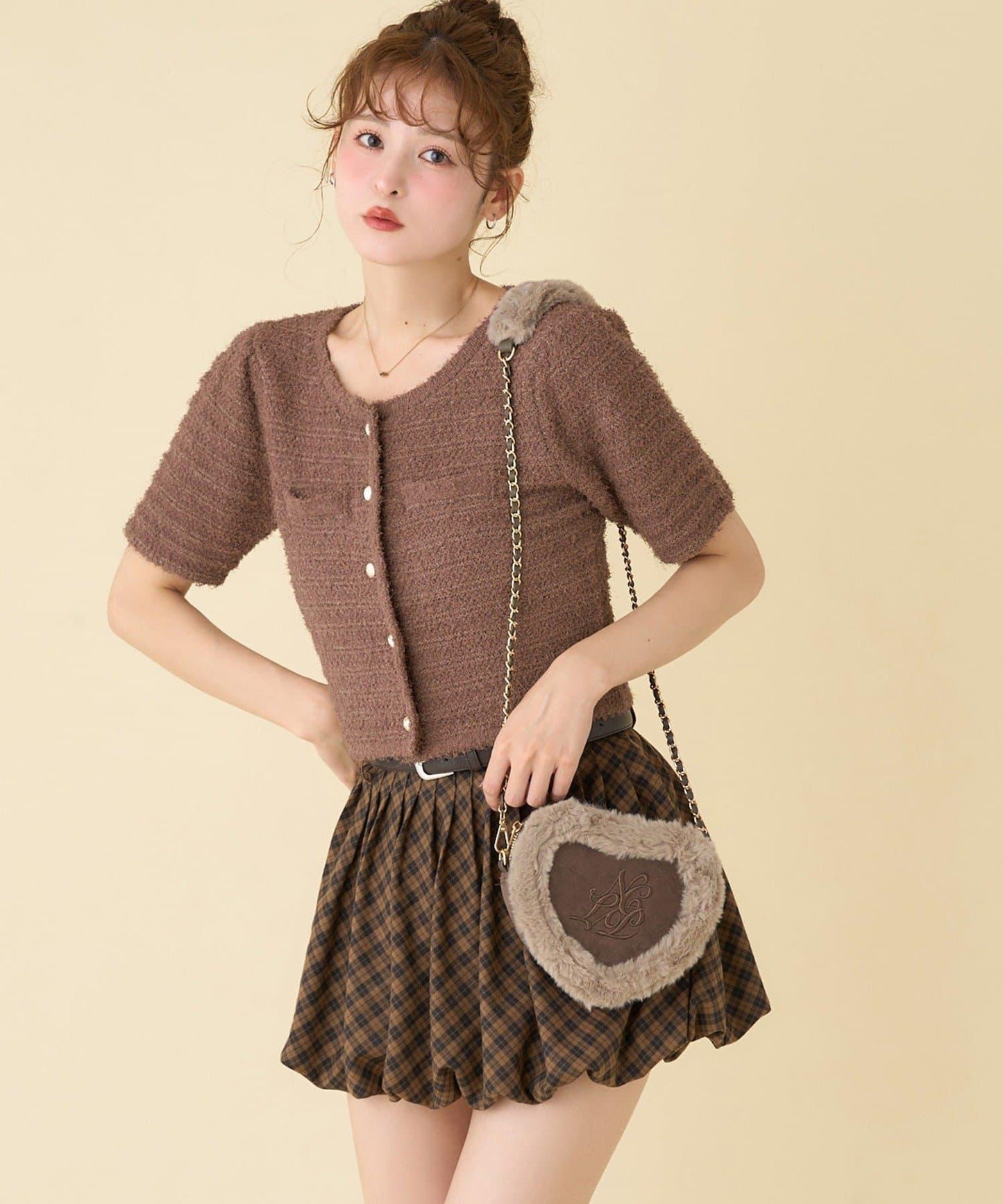 帶腰帶百褶泡泡迷你裙