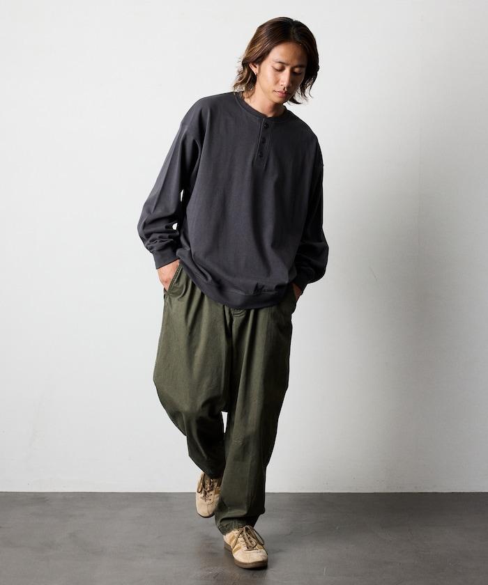 寬鬆版型 USA棉亨利領長袖T恤