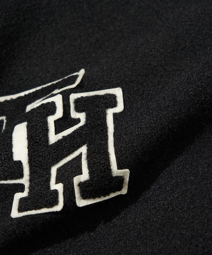 寬鬆版型標誌針織棒球夾克