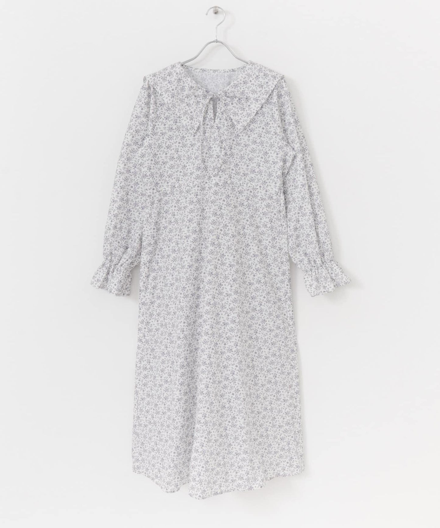 花卉圖案水手領長款連衣裙