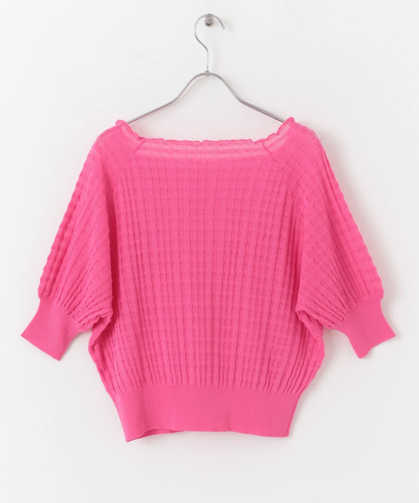 透視提花拼色針織上衣