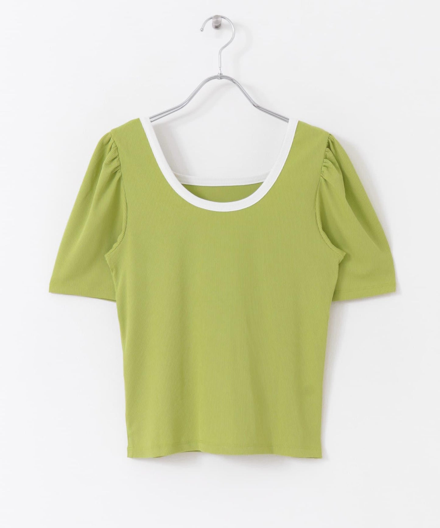 2WAY拼色羅紋上衣