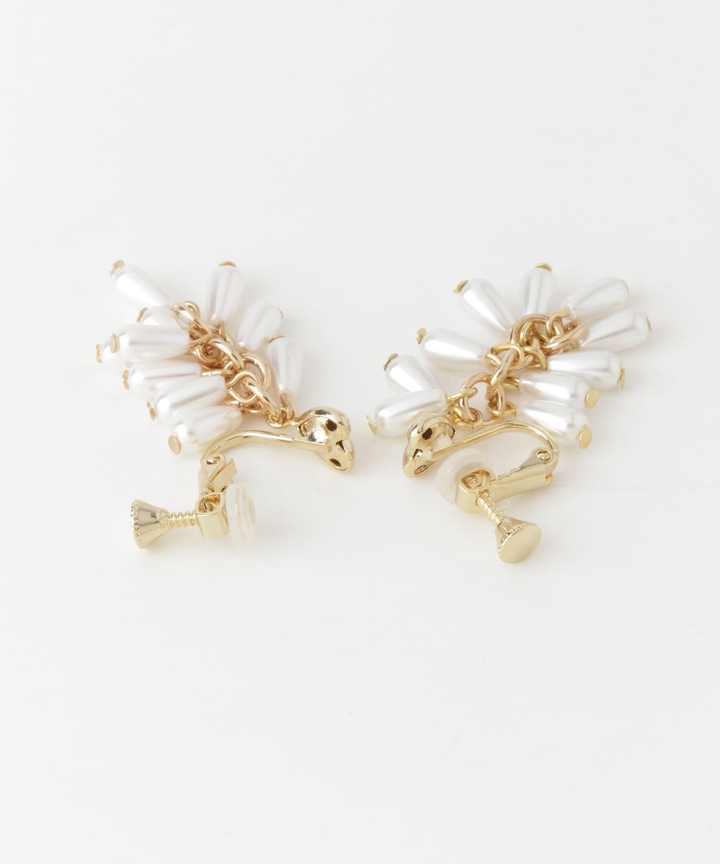 金屬愛心珍珠流蘇耳環