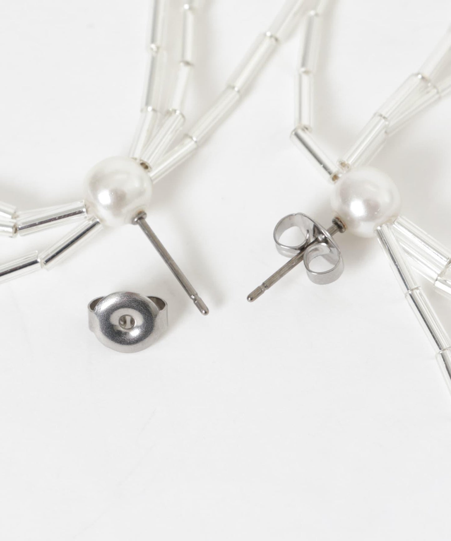 玻璃珠蝴蝶結珍珠耳環