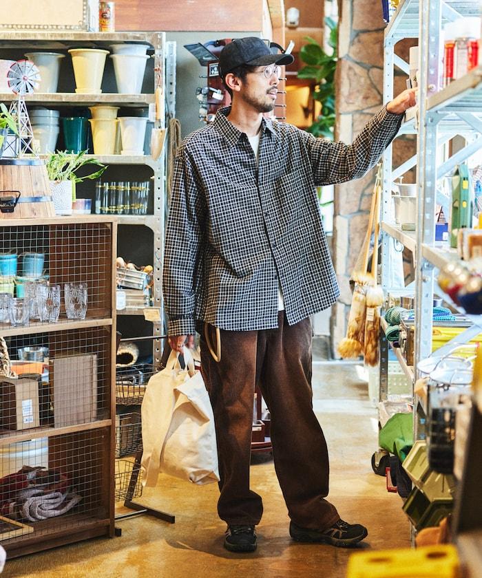 寬鬆版型 常規領法蘭絨格子襯衫