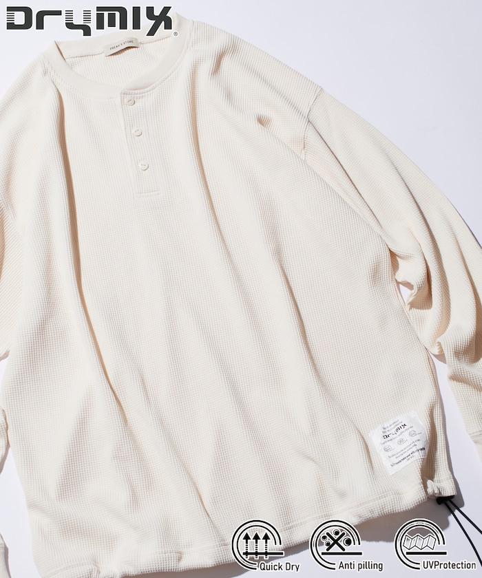 Drymix(R) / 乾爽混紡寬鬆版型華夫格亨利領T恤