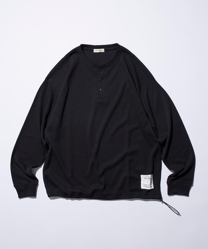 Drymix(R) / 乾爽混紡寬鬆版型華夫格亨利領T恤