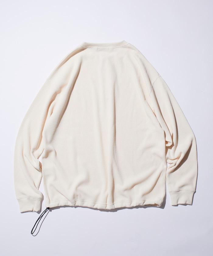 Drymix(R) / 乾爽混紡寬鬆版型華夫格亨利領T恤