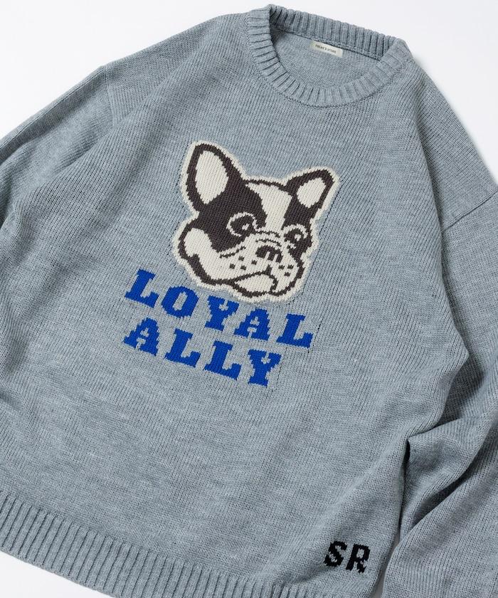 寬鬆版型提花圓領針織衫 / DOG LOYAL ALLY